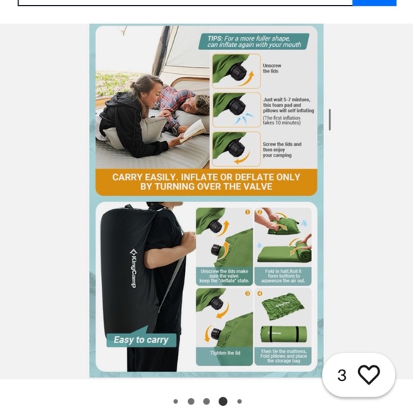 KingCamp double self-inflating camping pad mattress - Picture 8 of 9